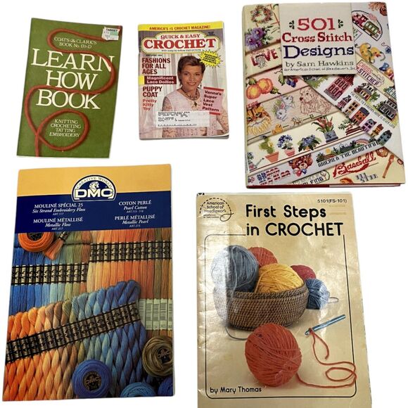 Lot of Cross Stitch & Needlework Magazines, Books, Crochet, Patterns, DMC Cards - Picture 4 of 6